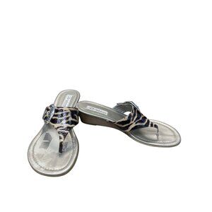 Brighton Womens Zebra Print Patent Leather Thong Sandals SZ 8.5M SKU 9450